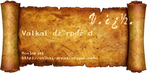 Valkai Árpád névjegykártya