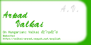 arpad valkai business card